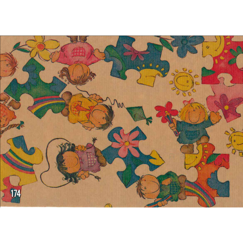 PAPEL REGALO ROLLO 62 SETIMPRES INFANTIL KRAFT NIÑOS PUZZLE IK5R