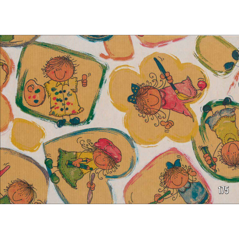 PAPEL REGALO ROLLO 62 SETIMPRES INFANTIL KRAFT NIÑOS PINTANDO IK6B