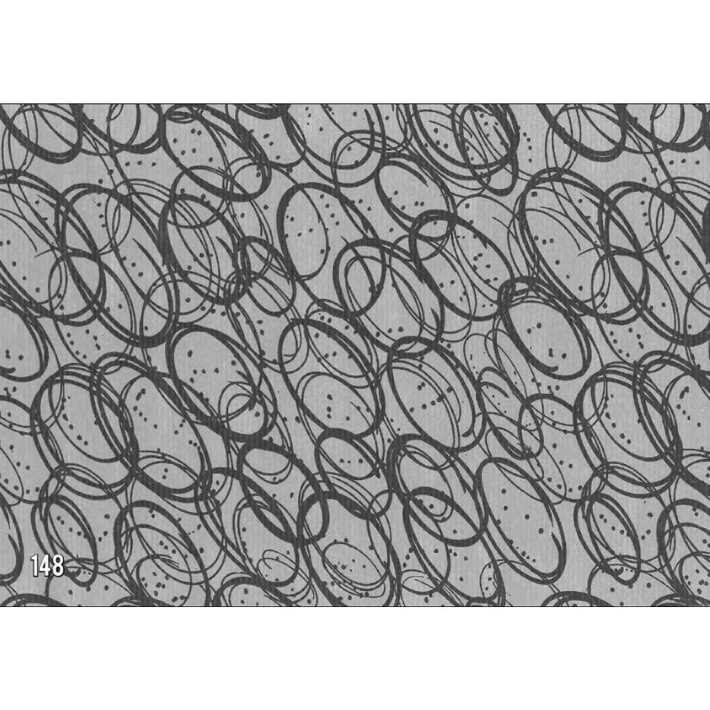 PAPEL REGALO ROLLO 62 SETIMPRES KRAFT PLATA AROS NEGRO K23P