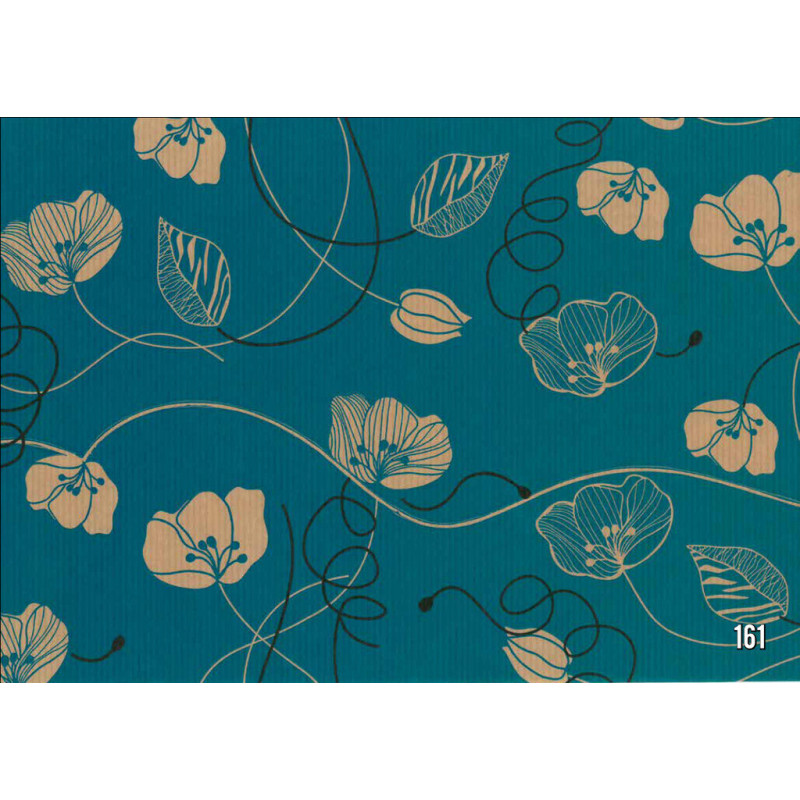PAPEL REGALO ROLLO 62 SETIMPRES KRAFT AZUL FLORES K35AZ