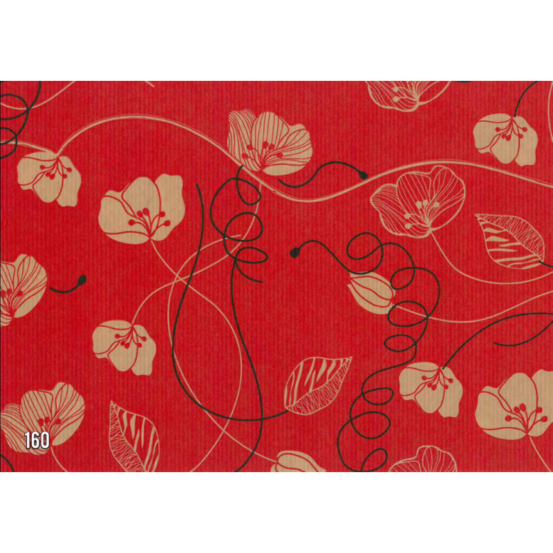 PAPEL REGALO ROLLO 62 SETIMPRES KRAFT ROJO FLORES K35R