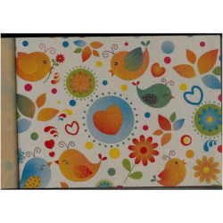PAPEL REGALO ROLLO 62 SETIMPRES KRAFT PAJARITOS BLANCO K40B