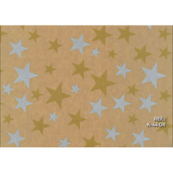 PAPEL REGALO ROLLO 62 SETIMPRES KRAFT ESTRELLAS ORO PLATA K44OR