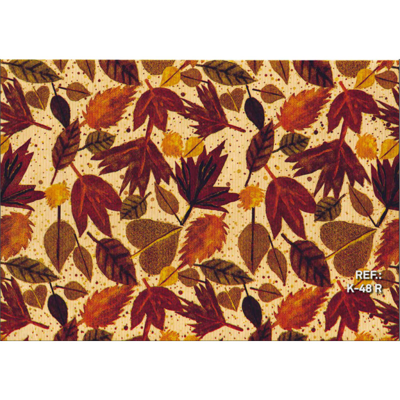 PAPEL REGALO ROLLO 62 SETIMPRES KRAFT HOJAS ROJO K48R