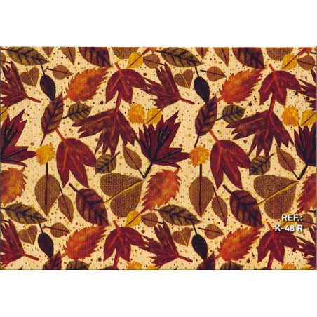 PAPEL REGALO ROLLO 62 SETIMPRES KRAFT HOJAS ROJO K48R