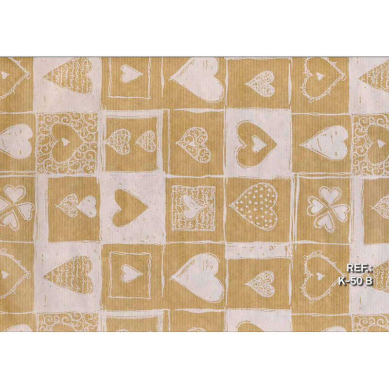 PAPEL REGALO ROLLO 62 SETIMPRES KRAFT CORAZONES BLANCO K50B