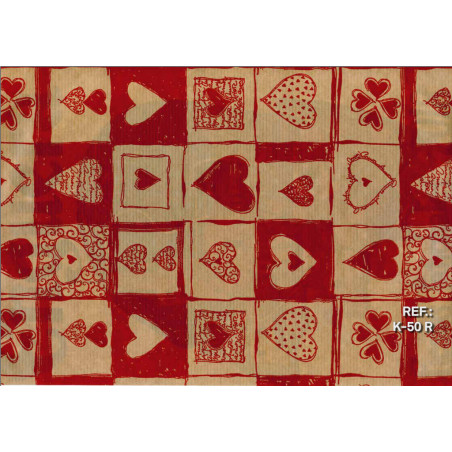 PAPEL REGALO ROLLO 62 SETIMPRES KRAFT CORAZONES ROJO K50R