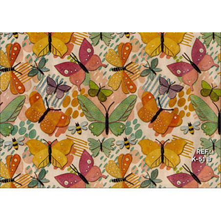 PAPEL REGALO ROLLO 62 SETIMPRES KRAFT MARIPOSAS BLANCO K51B
