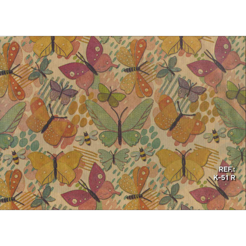 PAPEL REGALO ROLLO 62 SETIMPRES KRAFT MARIPOSAS ROJO K51R