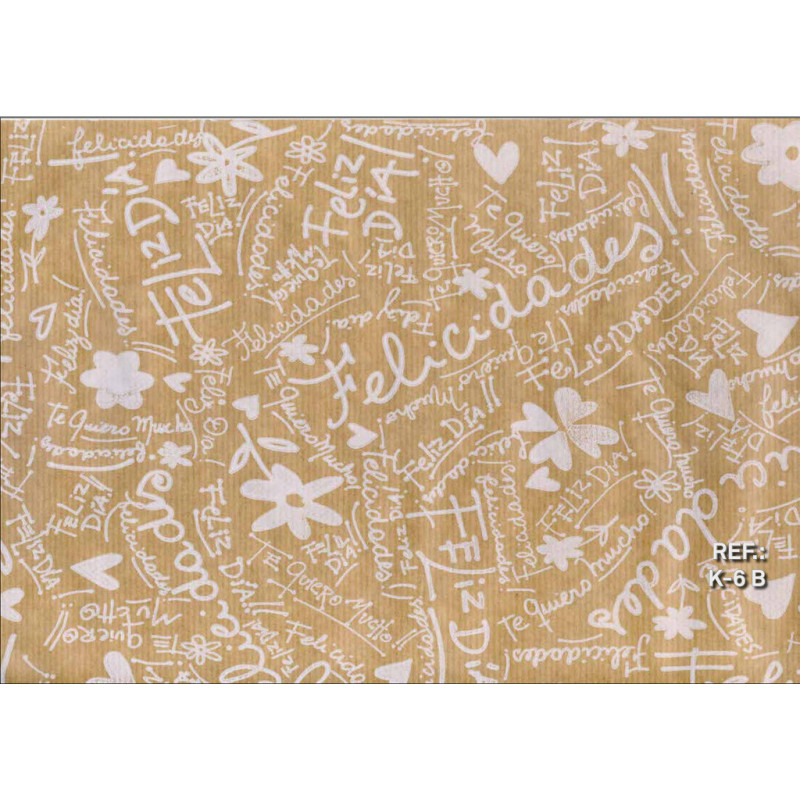 PAPEL REGALO ROLLO 62 SETIMPRES KRAFT FELICIDADES BLANCO K6B