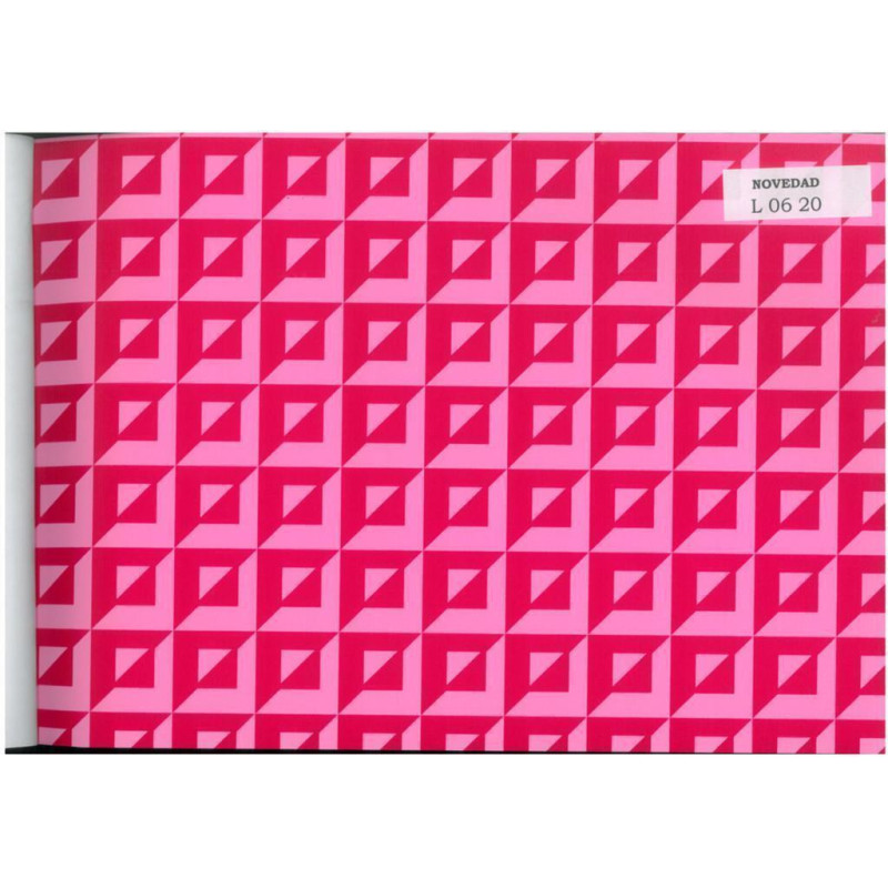 PAPEL REGALO ROLLO 62 HVS ESTUCADO CUADROS FUCSIA ROSA L0620
