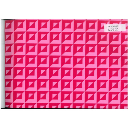 PAPEL REGALO ROLLO 62 HVS ESTUCADO CUADROS FUCSIA ROSA L0620