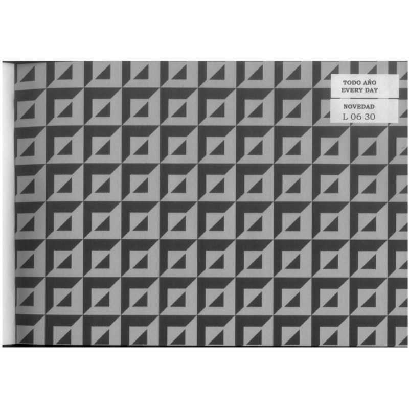 PAPEL REGALO ROLLO 62 HVS ESTUCADO CUADROS NEGRO PLATA L0630