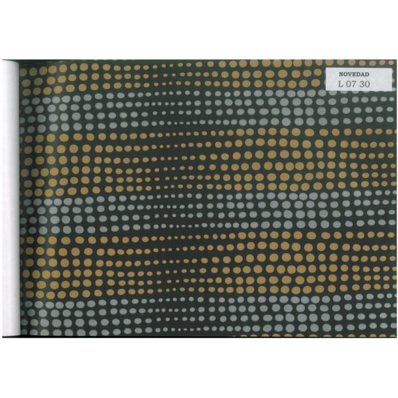 PAPEL REGALO ROLLO 62 HVS ESTUCADO PUNTOS NEGRO L0730 ^