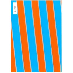 PAPEL REGALO ROLLO 62 HVS ESTUCADO BANDAS AZUL NARANJA L0759