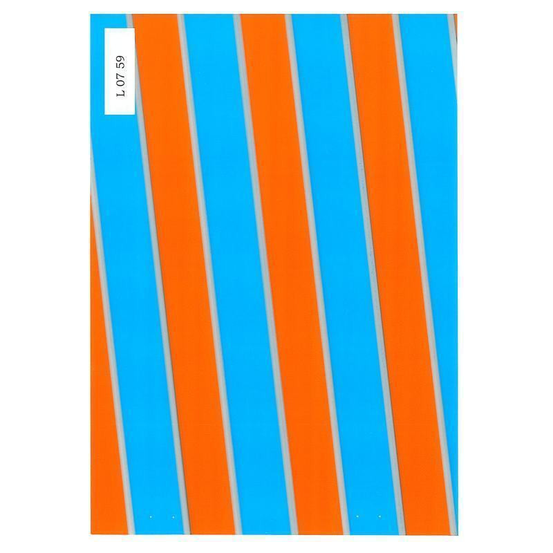 PAPEL REGALO ROLLO 62 HVS ESTUCADO BANDAS AZUL NARANJA L0759