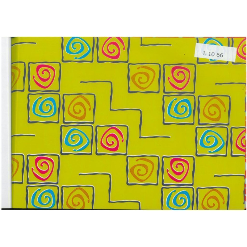 PAPEL REGALO ROLLO 62 HVS ESTUCADO ESPIRALES ESCALERAS PISTACHO L1066