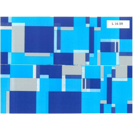 PAPEL REGALO ROLLO 62 HVS ESTUCADO CUADRADOS AZULES/PLATA L1659