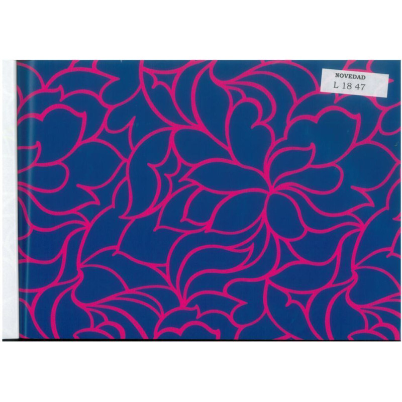 PAPEL REGALO ROLLO 62 HVS ESTUCADO FLORES AZUL FUCSIA L1847