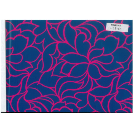 PAPEL REGALO ROLLO 62 HVS ESTUCADO FLORES AZUL FUCSIA L1847