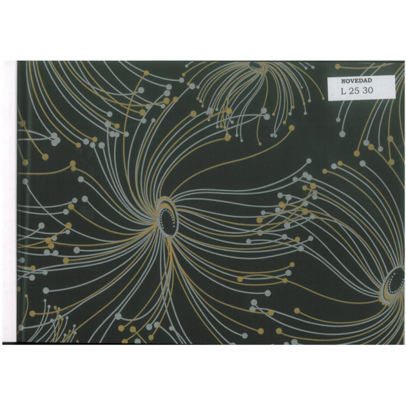 PAPEL REGALO ROLLO 62 HVS ESTUCADO LINEAS NEGRO/PLATA/ORO L2530