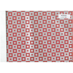 PAPEL REGALO ROLLO 62 HVS ESTUCADO CUADROS ROJO/PLATA L3124