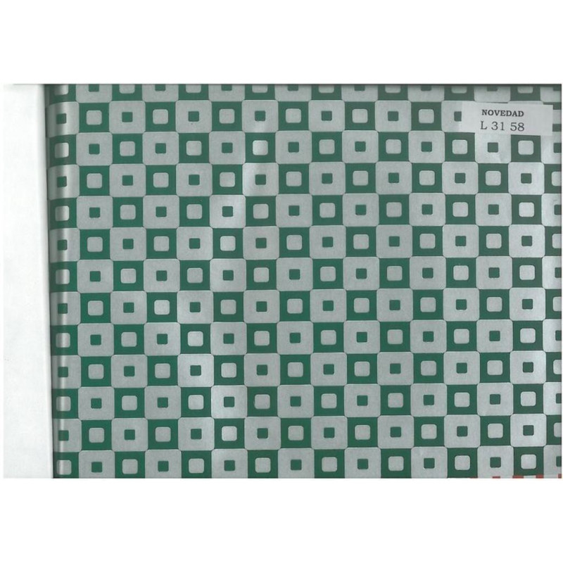PAPEL REGALO ROLLO 62 HVS ESTUCADO CUADROS VERDE/PLATA L3158