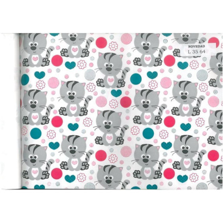 PAPEL REGALO ROLLO 62 HVS ESTUCADO INFANTIL GATOS L3564