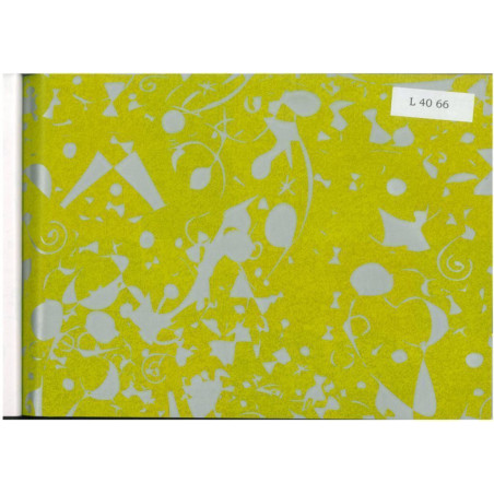 PAPEL REGALO ROLLO 62 HVS ESTUCADO MANCHAS AMARILLO PLATA L4066