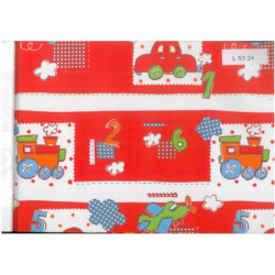 PAPEL REGALO ROLLO 62 HVS ESTUCADO INFANTIL TRANSPORTE NUMEROS L5324