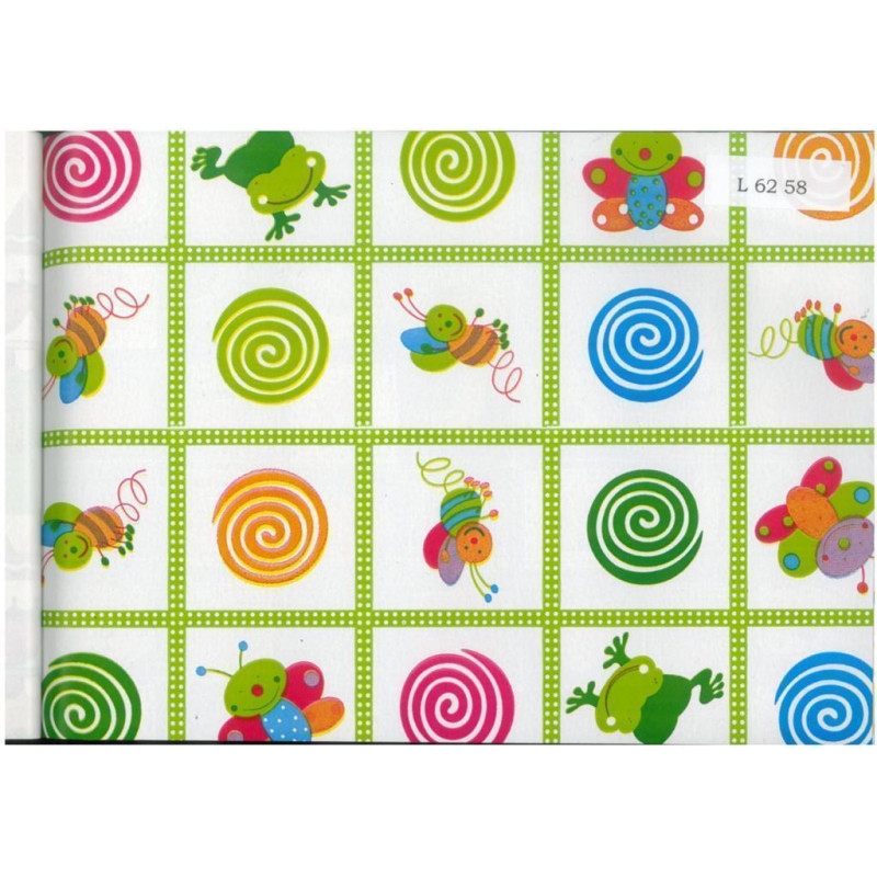 PAPEL REGALO ROLLO 62 HVS ESTUCADO INFALTIL RANAS ABEJAS L6258