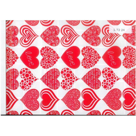 PAPEL REGALO ROLLO 62 HVS ESTUCADO CORAZONES ROJO/BLANCO L7224