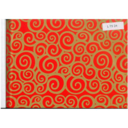 PAPEL REGALO ROLLO 62 HVS ESTUCADO ROJO ESPIRAL ORO L7524