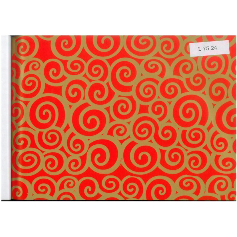 PAPEL REGALO ROLLO 62 HVS ESTUCADO ROJO ESPIRAL ORO L7524