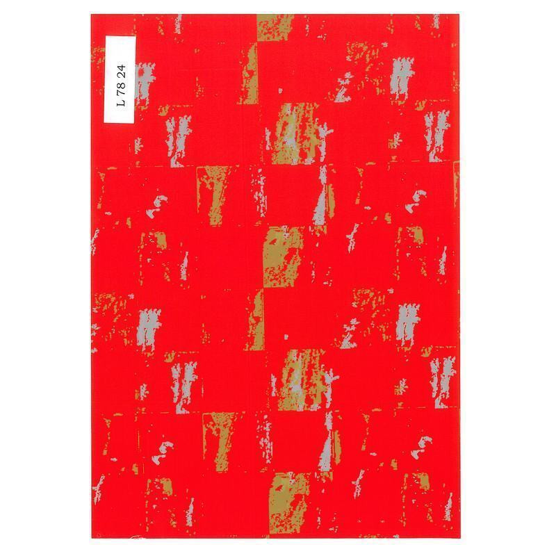 PAPEL REGALO ROLLO 62 HVS ESTUCADO ROJO MANCHAS ORO PLATA L7824