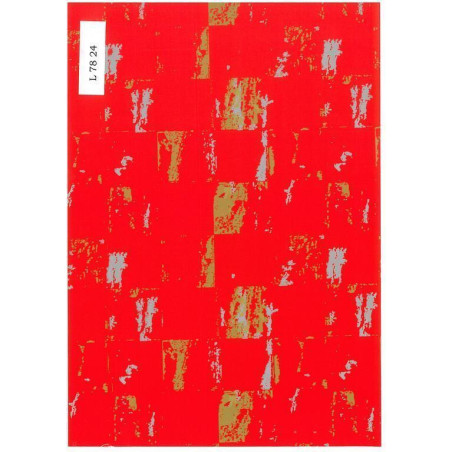 PAPEL REGALO ROLLO 62 HVS ESTUCADO ROJO MANCHAS ORO PLATA L7824