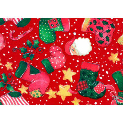 PAPEL REGALO ROLLO 62 SETIMPRES ESTUCADO NAVIDAD CALCETINES NOEL ROJO N11R