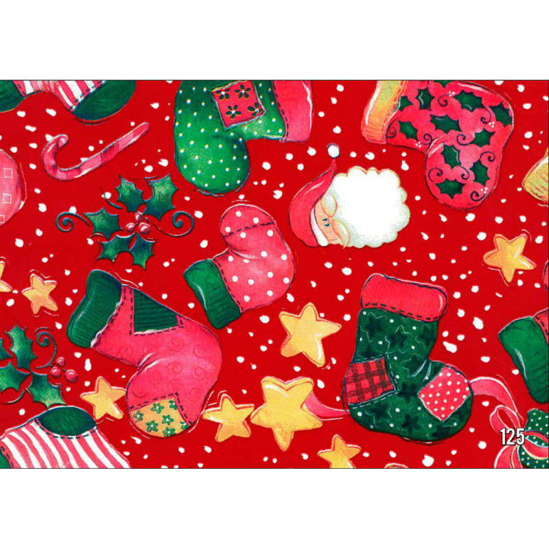 PAPEL REGALO ROLLO 62 SETIMPRES ESTUCADO NAVIDAD CALCETINES NOEL ROJO N11R