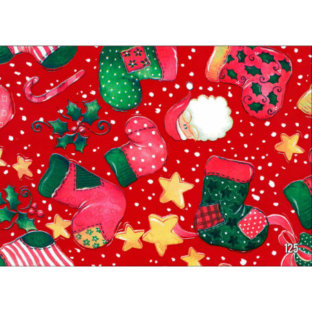 PAPEL REGALO ROLLO 62 SETIMPRES ESTUCADO NAVIDAD CALCETINES NOEL ROJO N11R