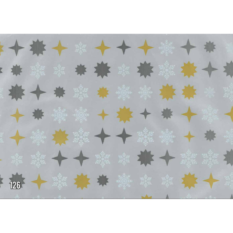 PAPEL REGALO ROLLO 62 SETIMPRES ESTUCADO NAVIDAD ESTRELLAS Y COPOS PLATA N12P