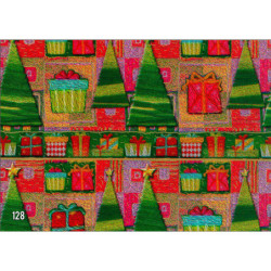 PAPEL REGALO ROLLO 62 SETIMPRES ESTUCADO NAVIDAD ARBOLES Y REGALOS ORO N13R