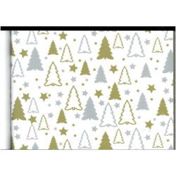 PAPEL REGALO ROLLO 62 SETIMPRES ESTUCADO NAVIDAD ARBOLES BLANCO N14B