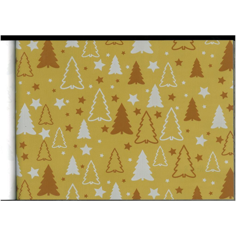 PAPEL REGALO ROLLO 62 SETIMPRES ESTUCADO NAVIDAD ARBOLES ROJO N14R