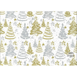 PAPEL REGALO ROLLO 62 SETIMPRES ESTUCADO NAVIDAD ARBOLES BLANCO N16B