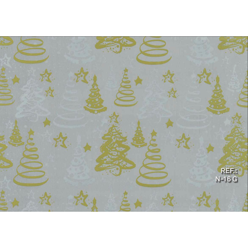 PAPEL REGALO ROLLO 62 SETIMPRES ESTUCADO NAVIDAD ARBOLES GRIS N16G