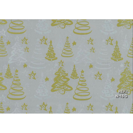 PAPEL REGALO ROLLO 62 SETIMPRES ESTUCADO NAVIDAD ARBOLES GRIS N16G