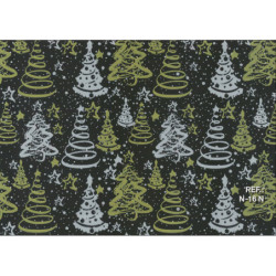 PAPEL REGALO ROLLO 62 SETIMPRES ESTUCADO NAVIDAD ARBOLES NEGRO N16N