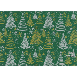 PAPEL REGALO ROLLO 62 SETIMPRES ESTUCADO NAVIDAD ARBOLES VERDE N16VR