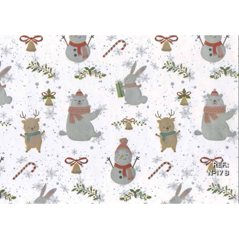 PAPEL REGALO ROLLO 62 SETIMPRES ESTUCADO NAVIDAD MUÑECO NIEVE BLANCO N17B