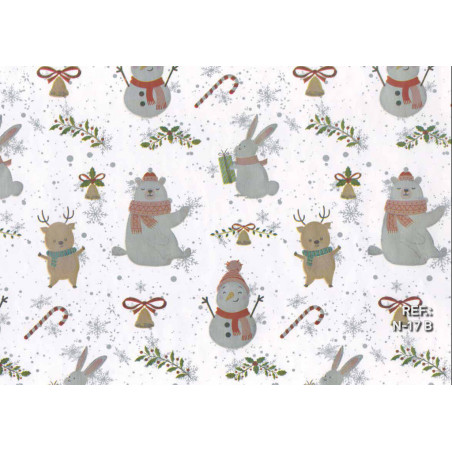 PAPEL REGALO ROLLO 62 SETIMPRES ESTUCADO NAVIDAD MUÑECO NIEVE BLANCO N17B